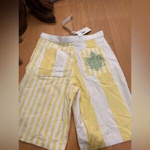 NWT Maison Kitsuné x Olympia Le-Tan Poolside Belted Shorts seersucker XL